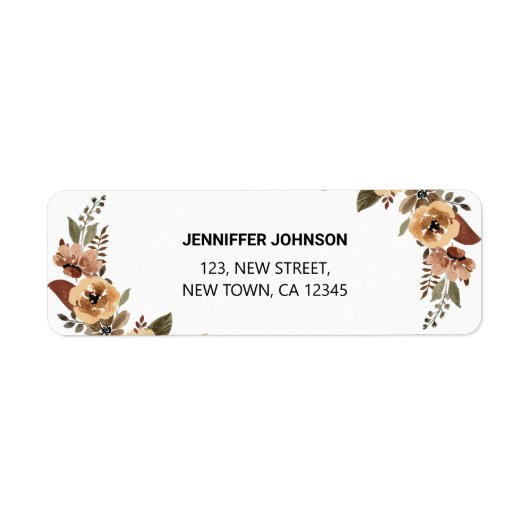 Étiquette Aquarelle Flora Botanique Adresse de retour Label (Devant)