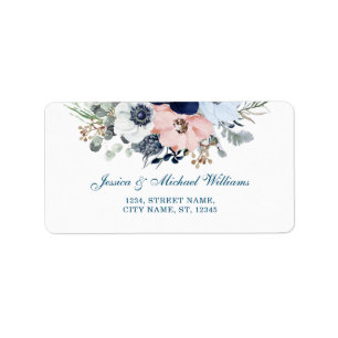 Étiquette Aquarelle Floral Elégant Bouquet Blue Anemone