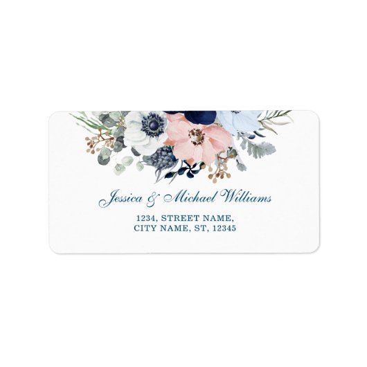 Étiquette Aquarelle Floral Elégant Bouquet Blue Anemone (Devant)