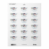 Étiquette Aquarelle Floral Elégant Bouquet Blue Anemone (Feuille entière)