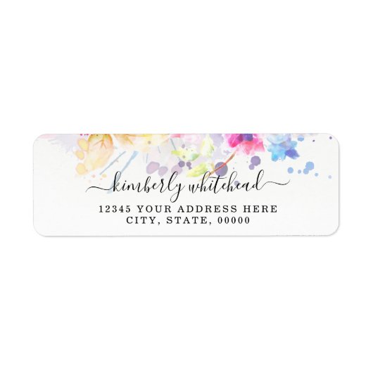 Étiquette Aquarelle Floral élégant Pastel (Devant)