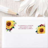 Étiquette Aquarelle Floral Fleurs de soleil Bourgogne Roses (En situation)