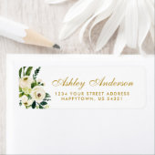 Étiquette Aquarelle Floral Green Gold Adresse (En situation)