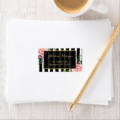 Étiquette Aquarelle Floral Parties scintillant or noir Blanc (En situation)