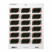 Étiquette Aquarelle Floral Parties scintillant or noir Blanc (Feuille entière)