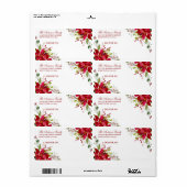 Étiquette Aquarelle Floral Poinsettia Vacances Mailing rouge (Feuille entière)