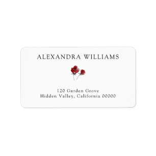 Étiquette Aquarelle Floral Poppy Retourner l'adresse Étiquet