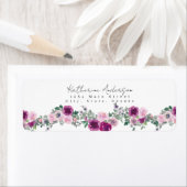 Étiquette Aquarelle Floral Rose violet Adresse de retour Lab (En situation)