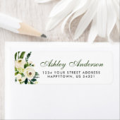 Étiquette Aquarelle Floral Vert et Blanc Adresse (En situation)