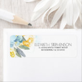 Étiquette Aquarelle florale bleu et jaune (En situation)