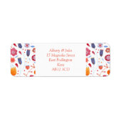 Étiquette Aquarelle florale Bleu orange (Devant)