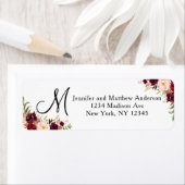 Étiquette Aquarelle Florale Bourgogne Script Monogramme Adre (En situation)