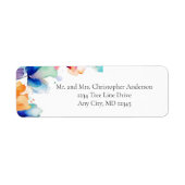 Étiquette Aquarelle florale brillante Mariage Adresse de ret (Devant)