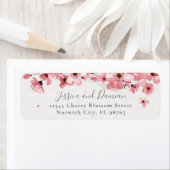 Étiquette Aquarelle Florale Cerise Blossom Adresse de retour (En situation)