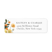 Étiquette Aquarelle Florale d'agrumes orange (Devant)