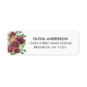 Étiquette Aquarelle florale de Bourgogne moderne Foliage ver (Devant)