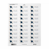 Étiquette Aquarelle florale marine bleu & or (Feuille entière)