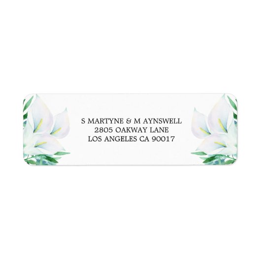 Étiquette Aquarelle Florale moderne Blanc Calla Lily Mariage (Devant)