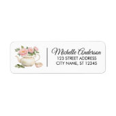Étiquette Aquarelle Florale Pot thé Adresse de retour Label (Devant)