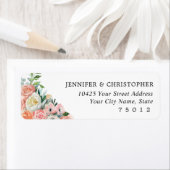 Étiquette Aquarelle florale romantique Retourner l'adresse É (En situation)