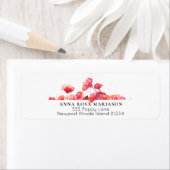 Étiquette *~* Aquarelle Florale Rouge Fleur de pavot moderne (En situation)