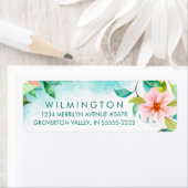 Étiquette Aquarelle florale tropicale Feuillage Turquoise Tu (En situation)