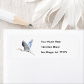 Étiquette Aquarelle Flying Blue Heron (En situation)