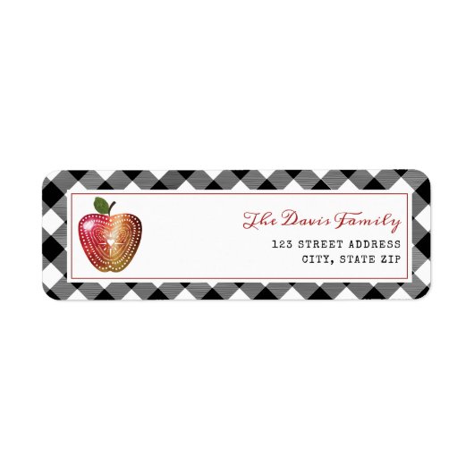 Étiquette Aquarelle Folk Art Apple Plaid Automne Automne (Devant)