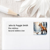 Étiquette Aquarelle Fox Chickadee Faune Nature Animal (En situation)