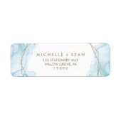 Étiquette Aquarelle géométrique Mariage bleu clair (Devant)