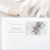 Étiquette Aquarelle Golden Retriever Snowden Noël (En situation)