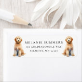 Étiquette Aquarelle Goldendoodles Adresse de retour (En situation)