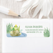 Étiquette Aquarelle Grenouille verte Adresse de retour (En situation)