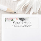 Étiquette Aquarelle grise et rose (En situation)