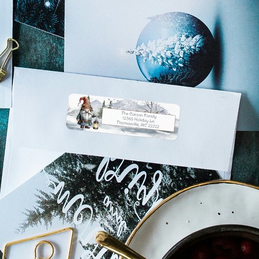 Étiquette Aquarelle hiver Gnome de Noël personnalisé