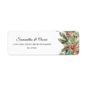 Étiquette Aquarelle Hiver Pine verte Arbre et Pine Cône (Devant)