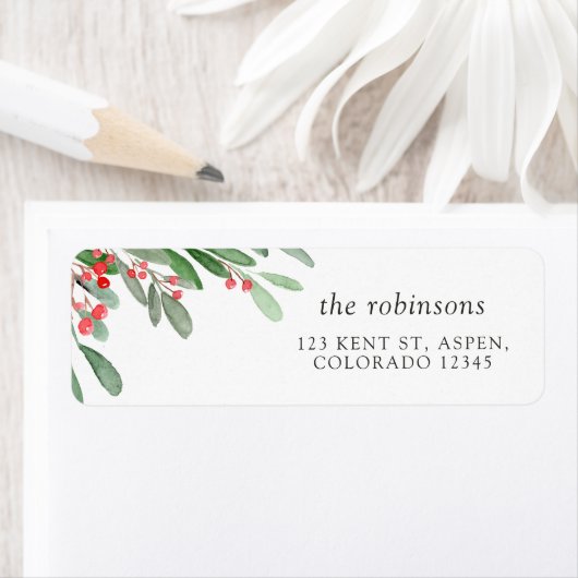 Étiquette Aquarelle Holly Christmas (En situation)