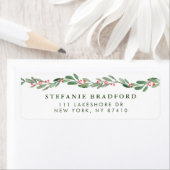 Étiquette Aquarelle Holly et verdure Garland vacances (En situation)