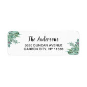 Étiquette Aquarelle Holly Greenery Noël Adresse de retour (Devant)