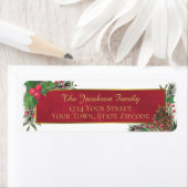 Étiquette Aquarelle Holly & Pine Holiday Adresse de retour (En situation)