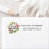 Étiquette Aquarelle Holly Wreath Joyeux Noël (En situation)