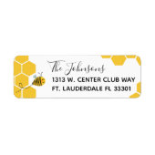 Étiquette Aquarelle Honeypeb et Bumble Bee Adresse de retour (Devant)