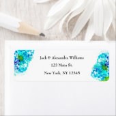 Étiquette Aquarelle Hydrangea Blue Floral adresse de retour (En situation)