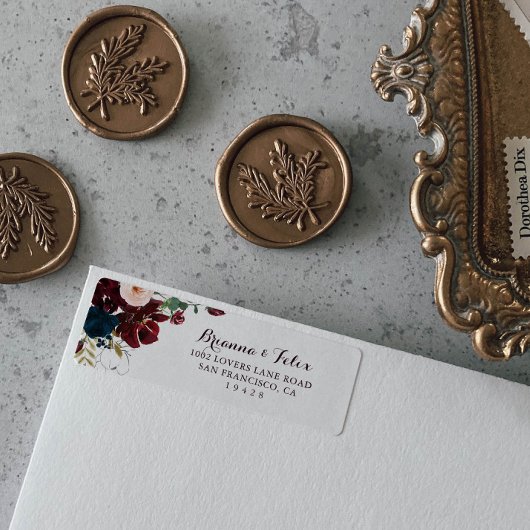 Étiquette Aquarelle Illustrée Floral Retourner Adresse Étiqu