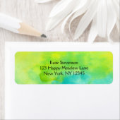 Étiquette Aquarelle jaune citron et bleu turquoise (En situation)