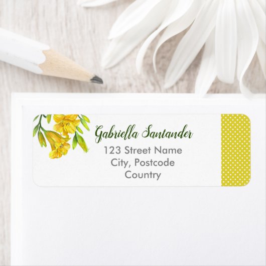 Étiquette Aquarelle Jaune Lys Peinture Fleur (En situation)