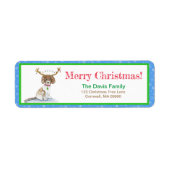 Étiquette Aquarelle Labradoodé Feux de Noël Antlers La (Devant)