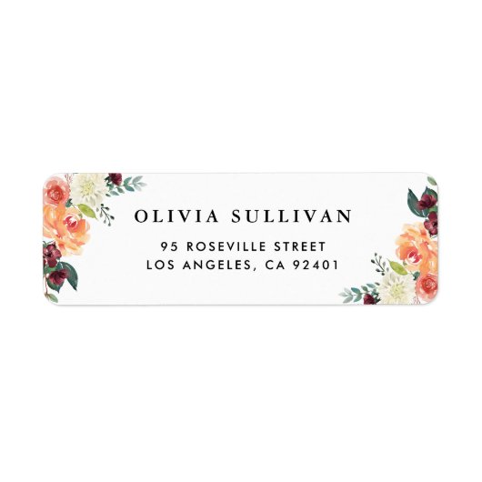 Étiquette Aquarelle L'automne fleurit Bouquet floral (Devant)