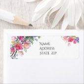 Étiquette Aquarelle Lavande rose Rose sauvage et Eucalyptus (En situation)