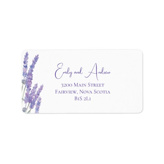 Étiquette Aquarelle Lavender Flowers Mariage Adresse de reto (Devant)